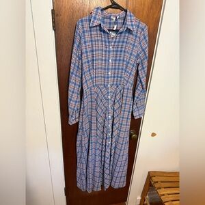 Better Be Blue and Red Plaid Long Sleeve Dress